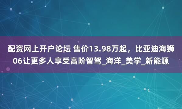 配资网上开户论坛 售价13.98万起，比亚迪海狮06让更多人享受高阶智驾_海洋_美学_新能源
